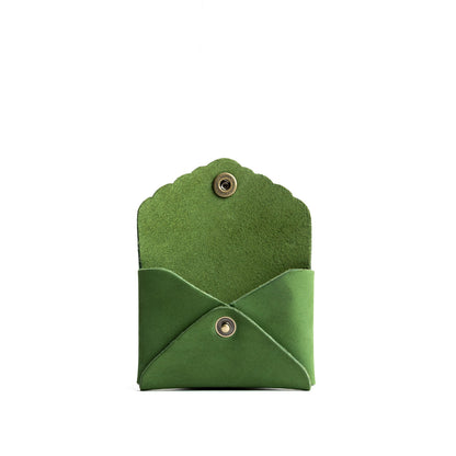 Succulent | Small leather wallet with scalloped edge open