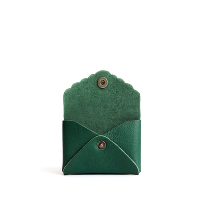 Bacalar | Small leather wallet with scalloped edge open