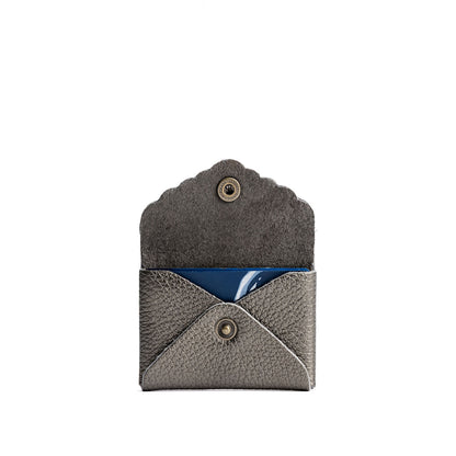 Stardust | Small leather card wallet with scalloped edge open