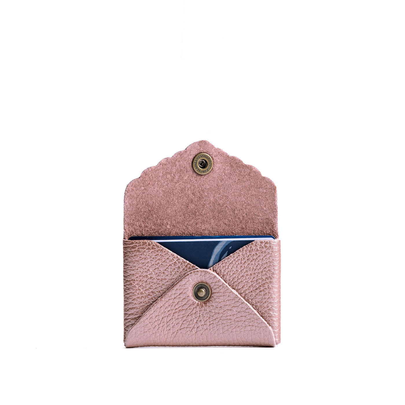 Supernova | Small leather card wallet with scalloped edge open