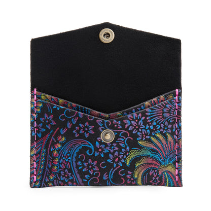 Carnival | Small leather envelope card wallet with snap closure