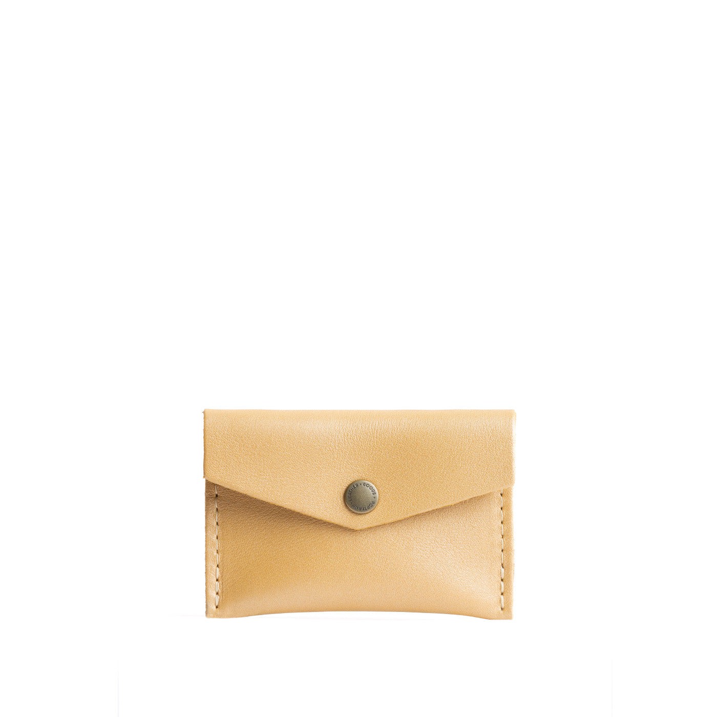 Champagne | Small leather envelope card wallet with snap closure