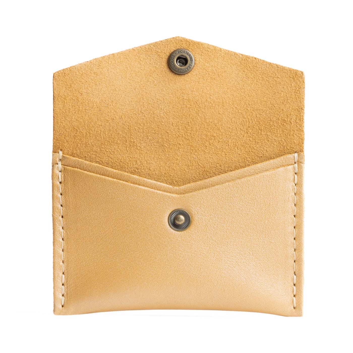 Champagne | Small leather envelope card wallet with snap closure