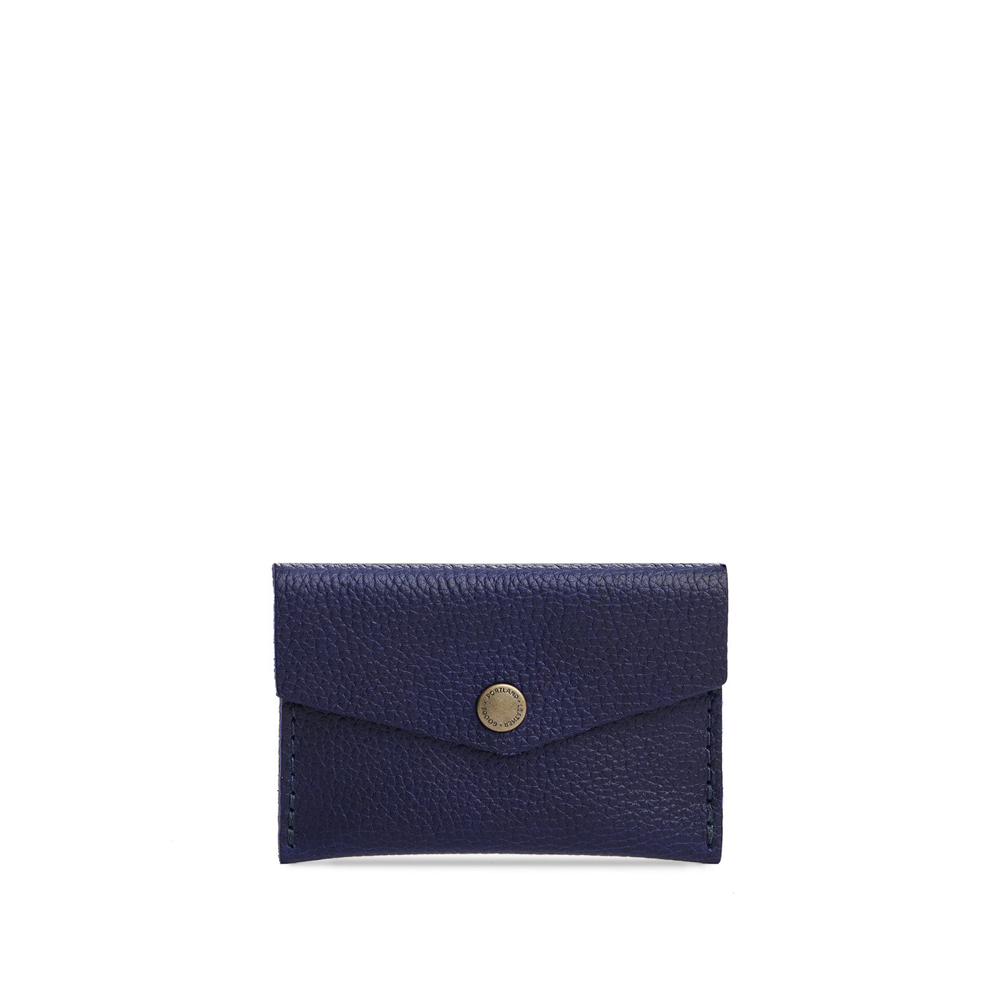 Cobalt | Small leather envelope card wallet with snap closure