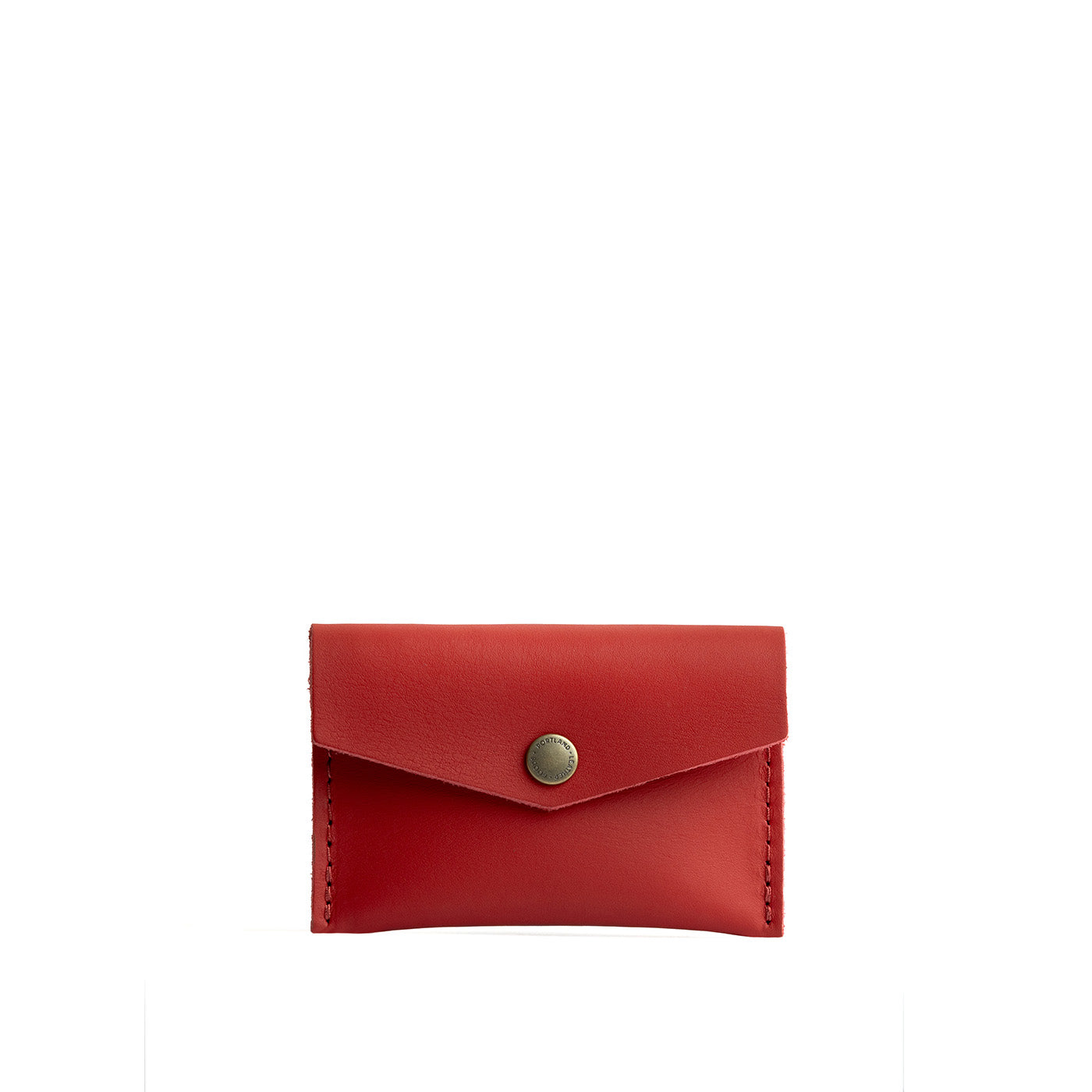 Crimson | Small leather card wallet with snap closure