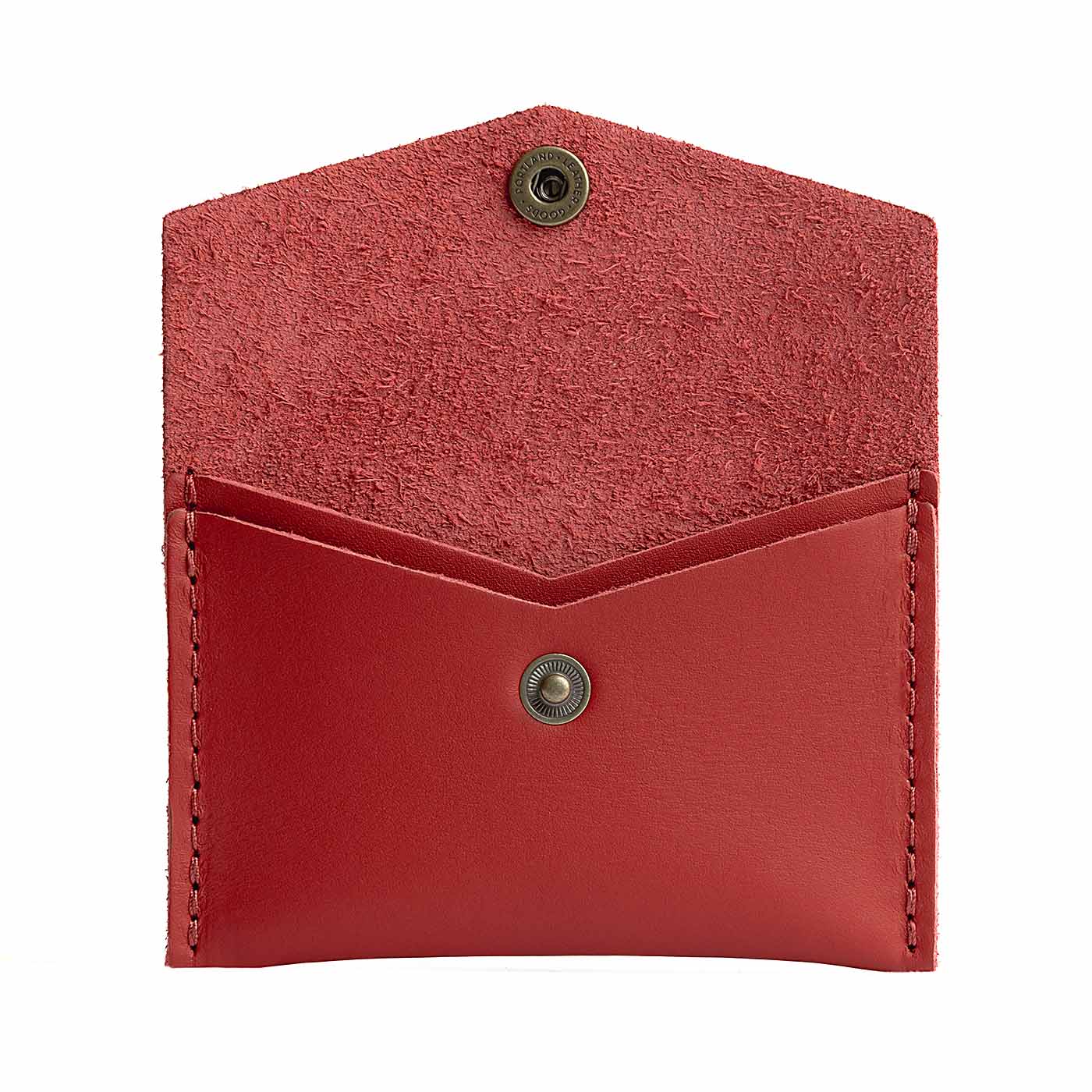 Crimson | Small leather card wallet with snap closure