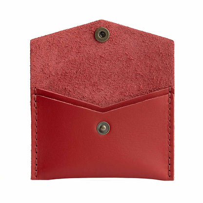 Crimson | Small leather card wallet with snap closure