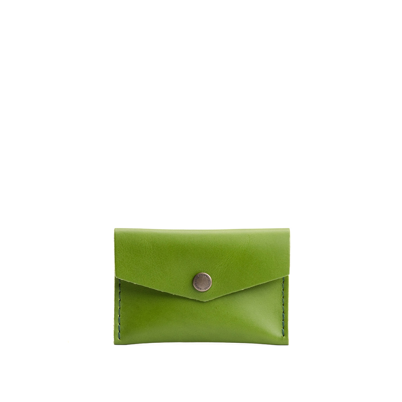 Green Apple | Small leather envelope card wallet with snap closure
