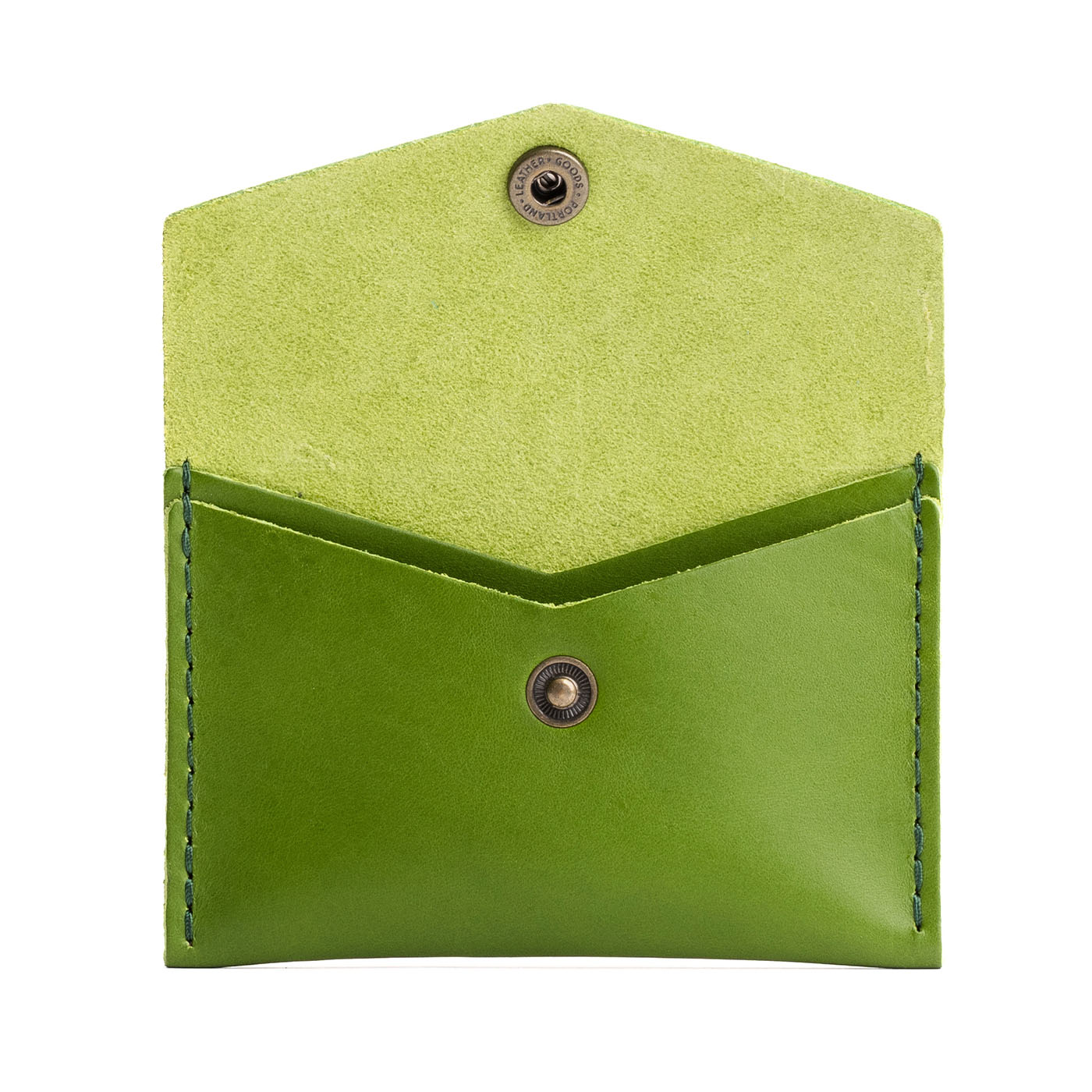 Green Apple | Small leather envelope card wallet with snap closure