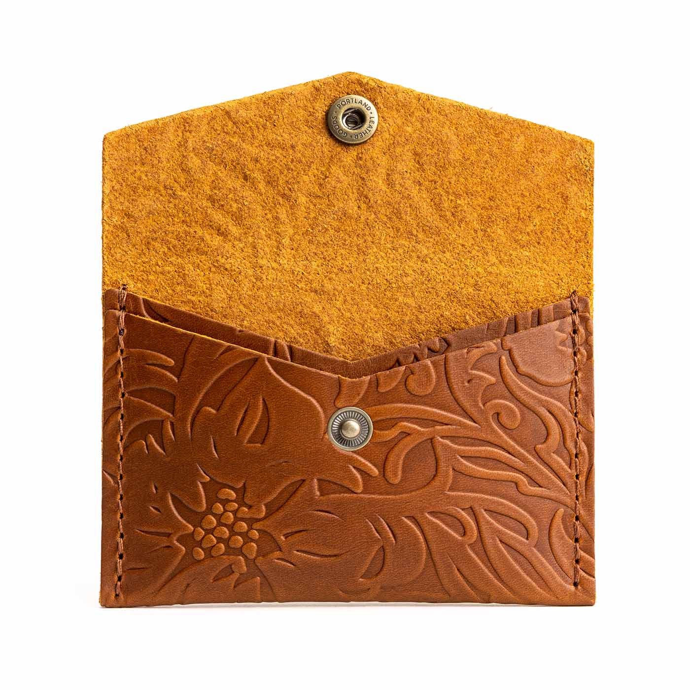 Meadow | Small leather card wallet with snap closure