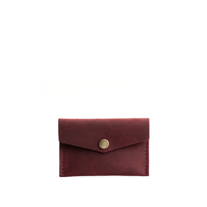 Merlot | Small leather card wallet with snap closure