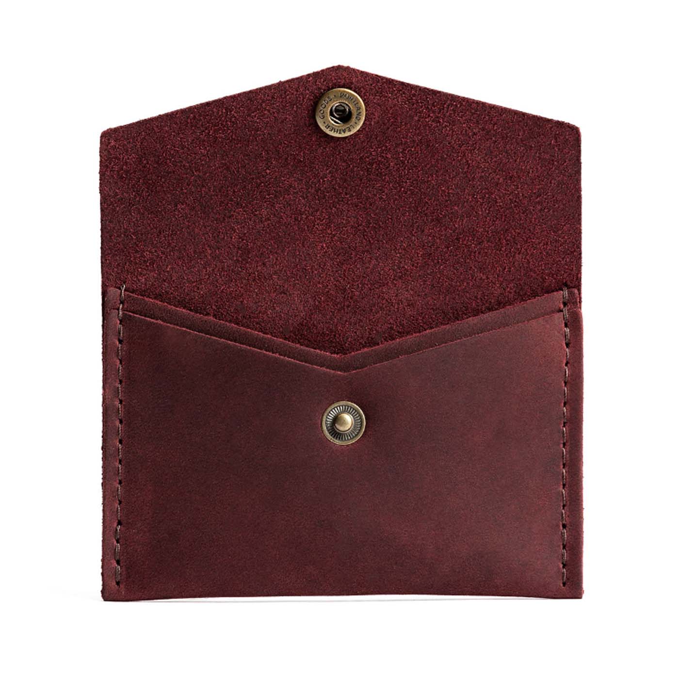Merlot | Small leather card wallet with snap closure