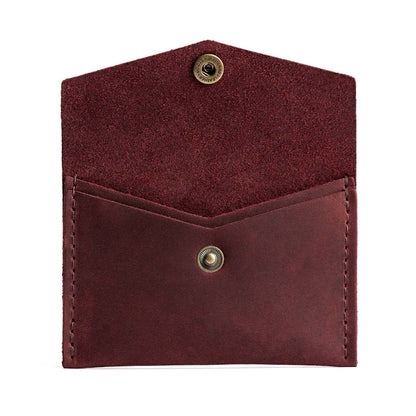 Merlot | Small leather card wallet with snap closure