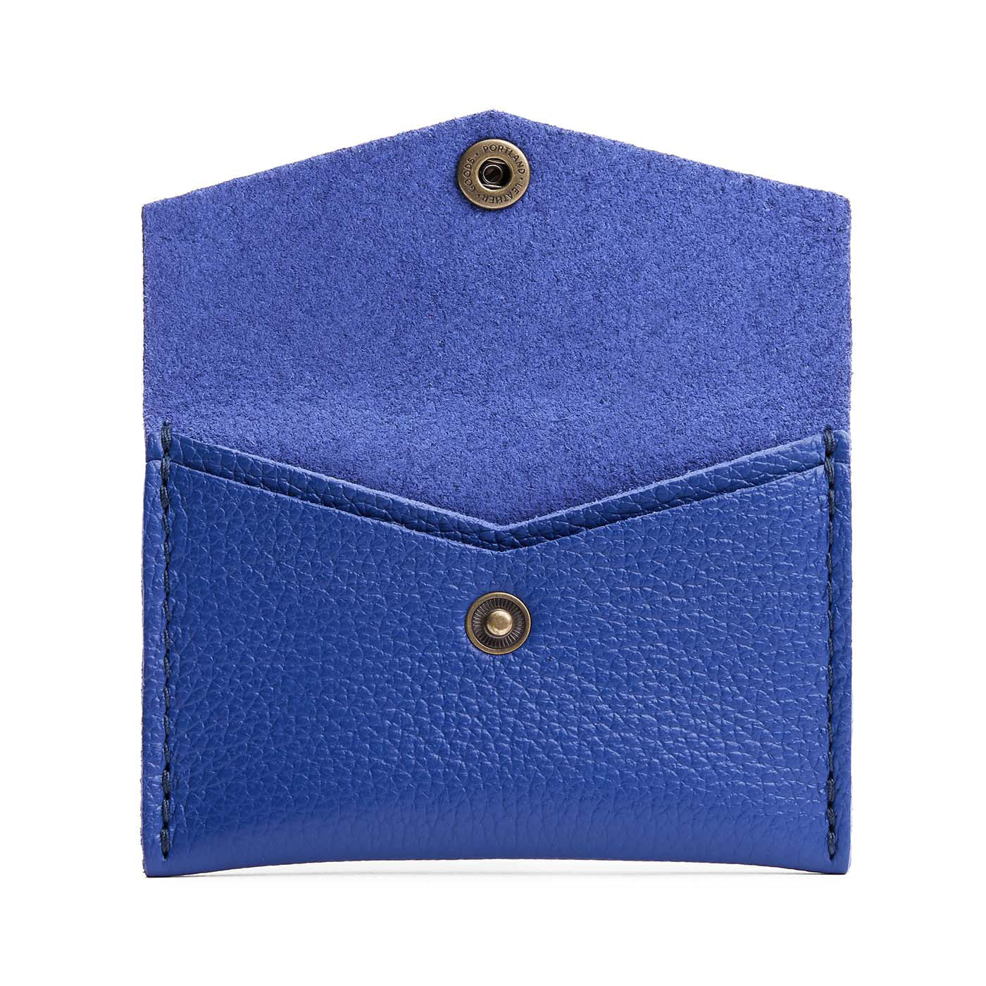 Molino Blue | Small leather envelope card wallet with snap closure
