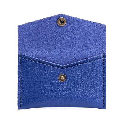 Molino Blue | Small leather envelope card wallet with snap closure