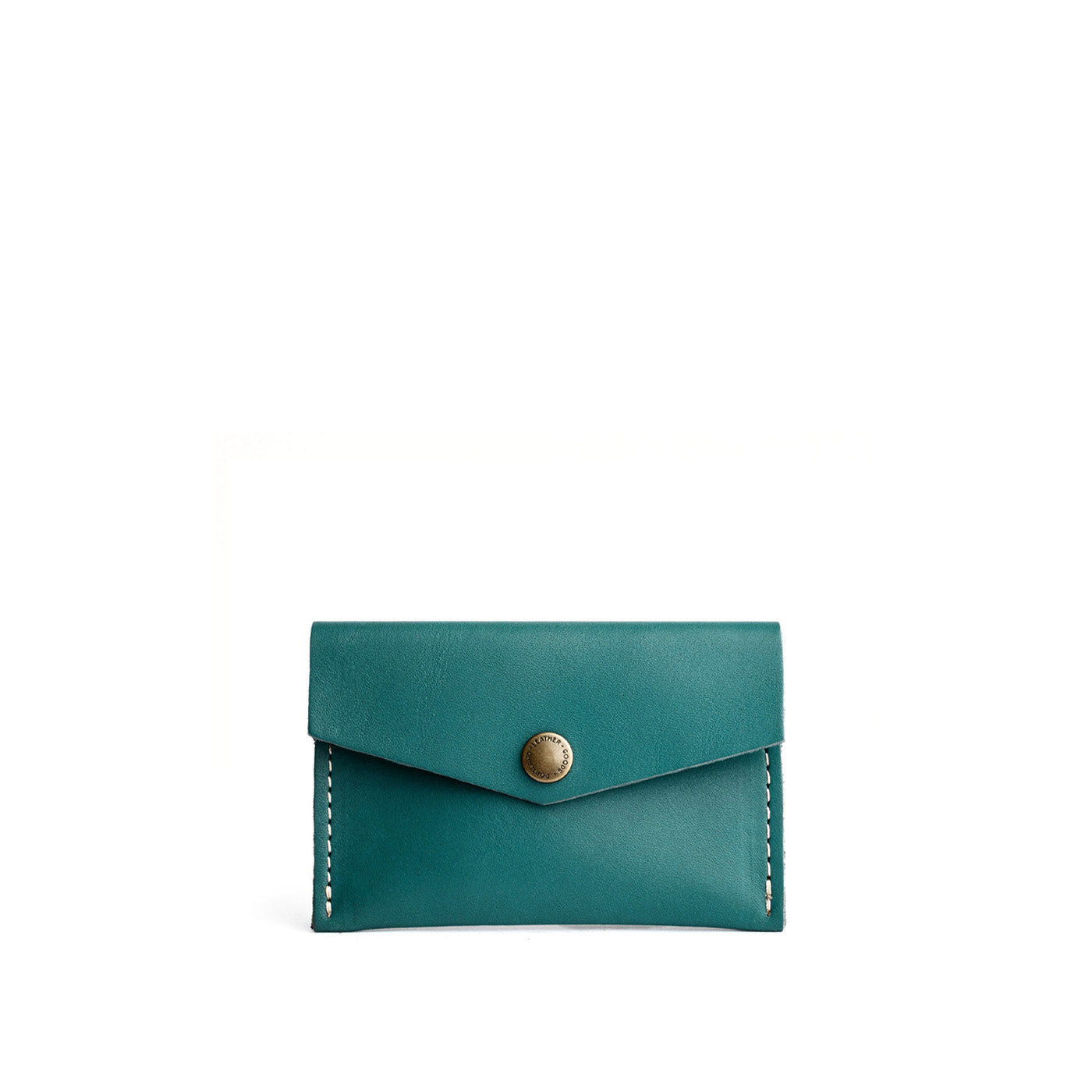 Peacock | Small leather envelope card wallet with snap closure