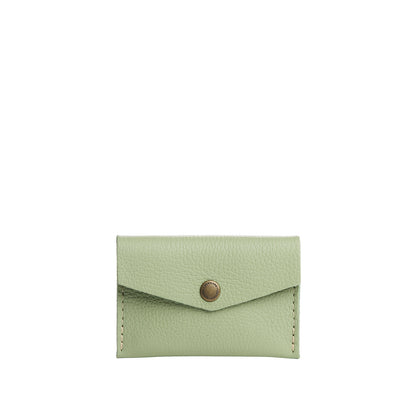 Pistachio | Small leather envelope card wallet with snap closure