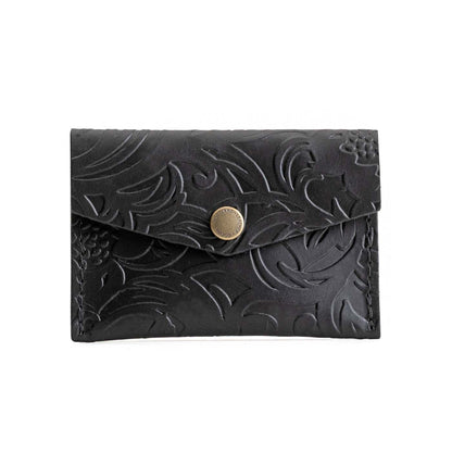 Dahlia | Small leather envelope card wallet with snap closure
