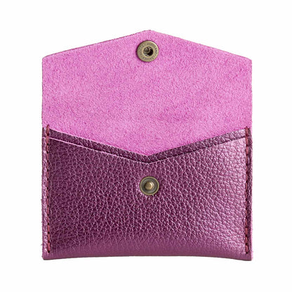 Ultra Violet | Small leather envelope card wallet with snap closure