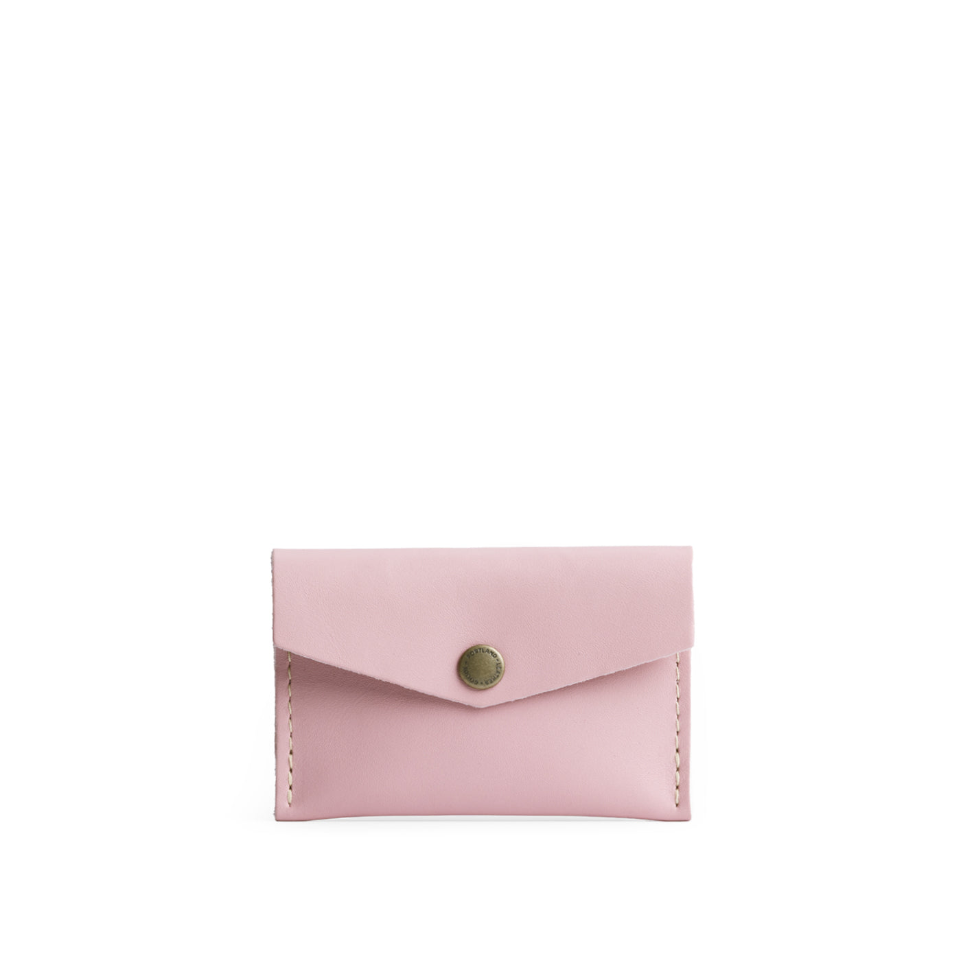 Vintage Pink | Small leather envelope card wallet with snap closure