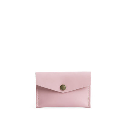 Vintage Pink | Small leather envelope card wallet with snap closure