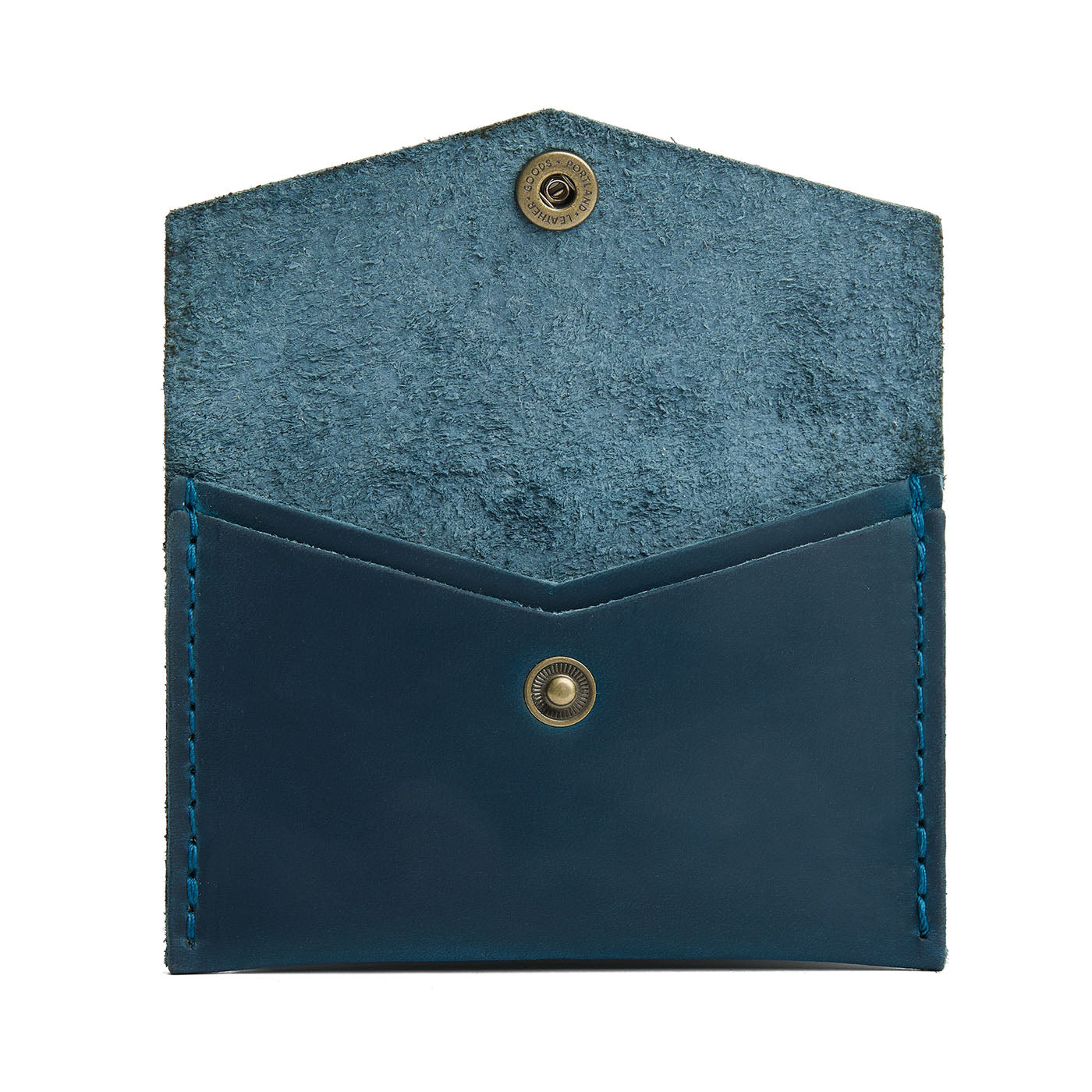 Westward Blue | Small leather envelope card wallet with snap closure