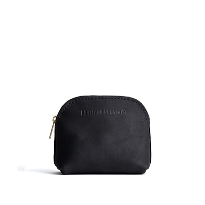 Shadow Black*Mini | Compact leather pouch with top zipper