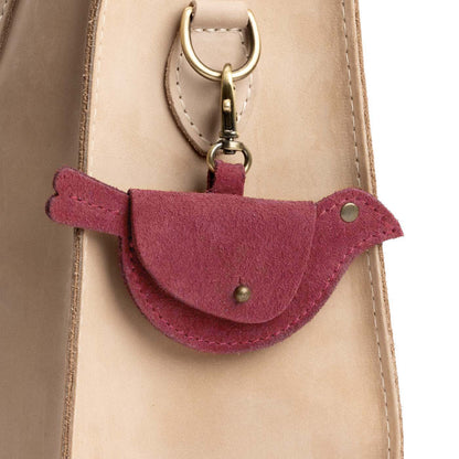 Red Panda | Bird shaped pouch with button closure and lobster clasp