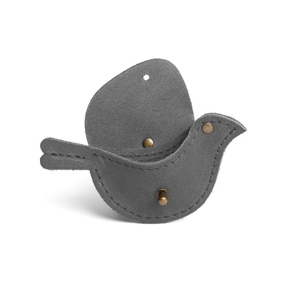 Smoke Grey | Bird shaped pouch with button closure and lobster clasp