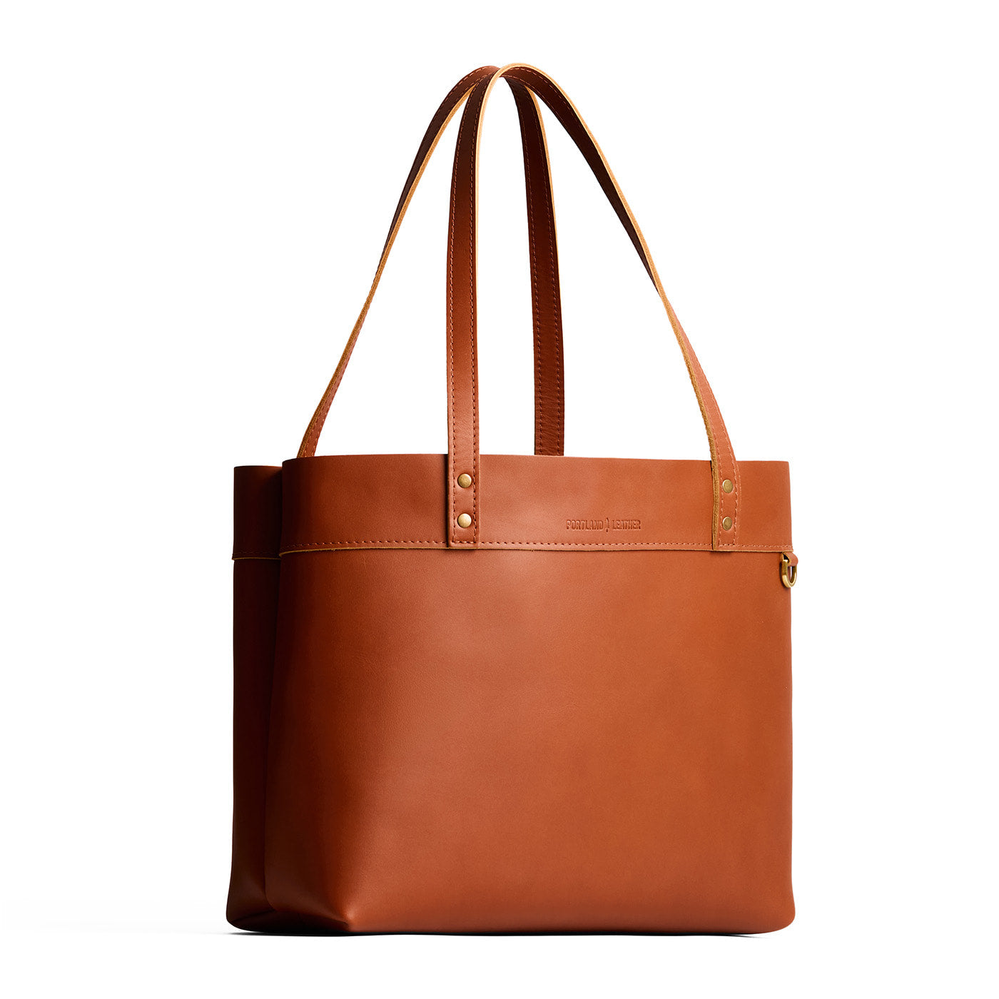 Honey*Large*Classic | Leather tote bag with riveted straps and exterior key loop