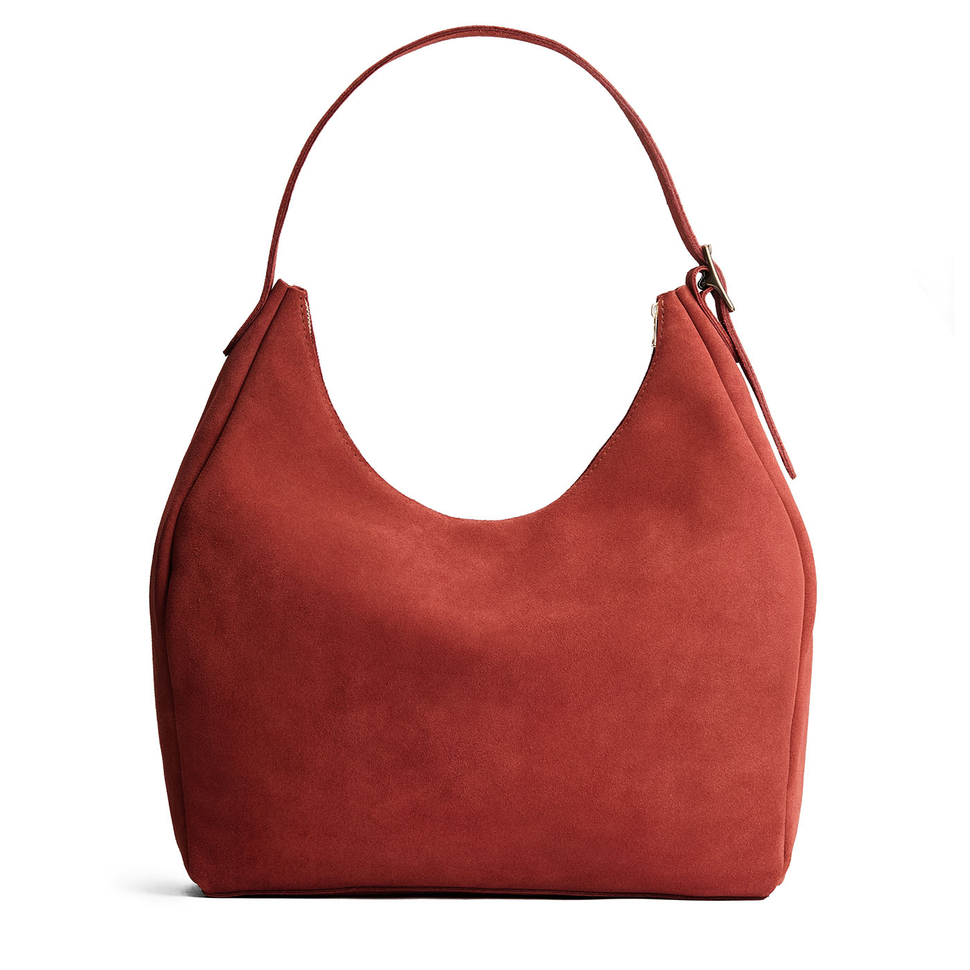 Cinnabar*Oversized | U-shaped, flat-bottomed leather shoulder bag with adjustable strap