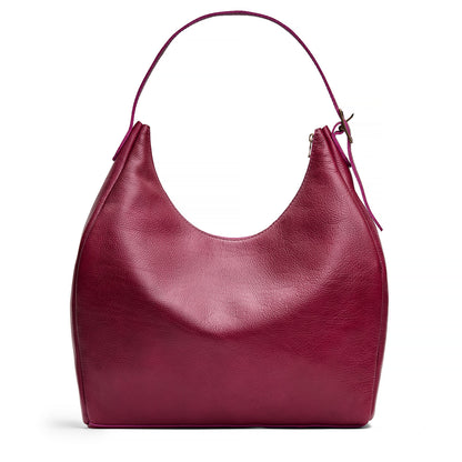 Orchid*Oversized | U-shaped, flat-bottomed leather shoulder bag with adjustable strap