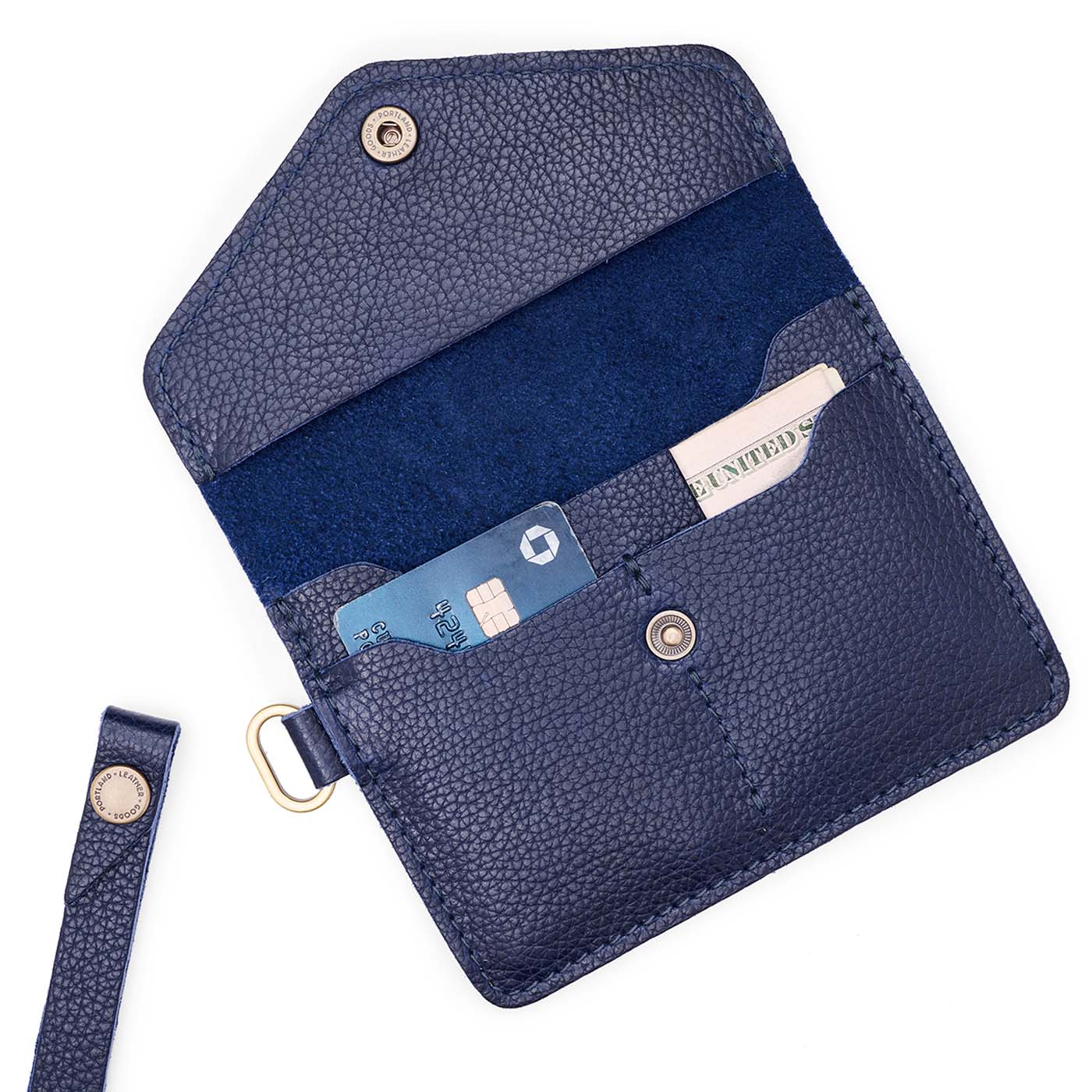 Cobalt | Small Leather Passport Wristlet
