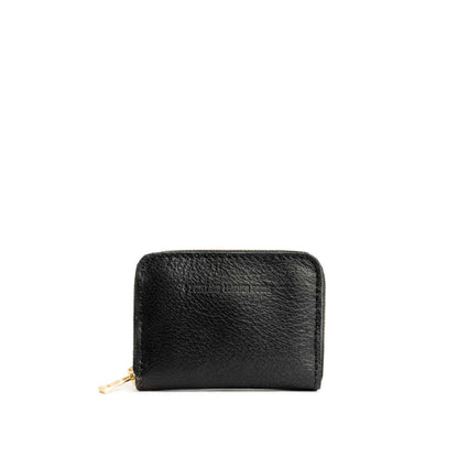 Pebbled--black | Small leather wallet with zipper and PLG logo