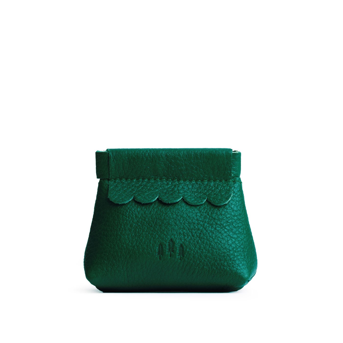 Bacalar | Leather coin pouch with scalloped edge and three Portland leather tree emblems