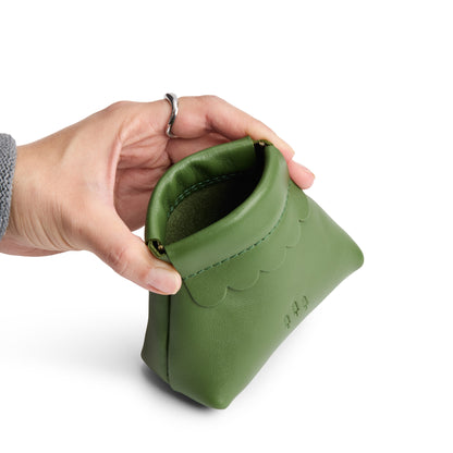 Cactus | Leather coin pouch with scalloped edge and three Portland leather tree emblems