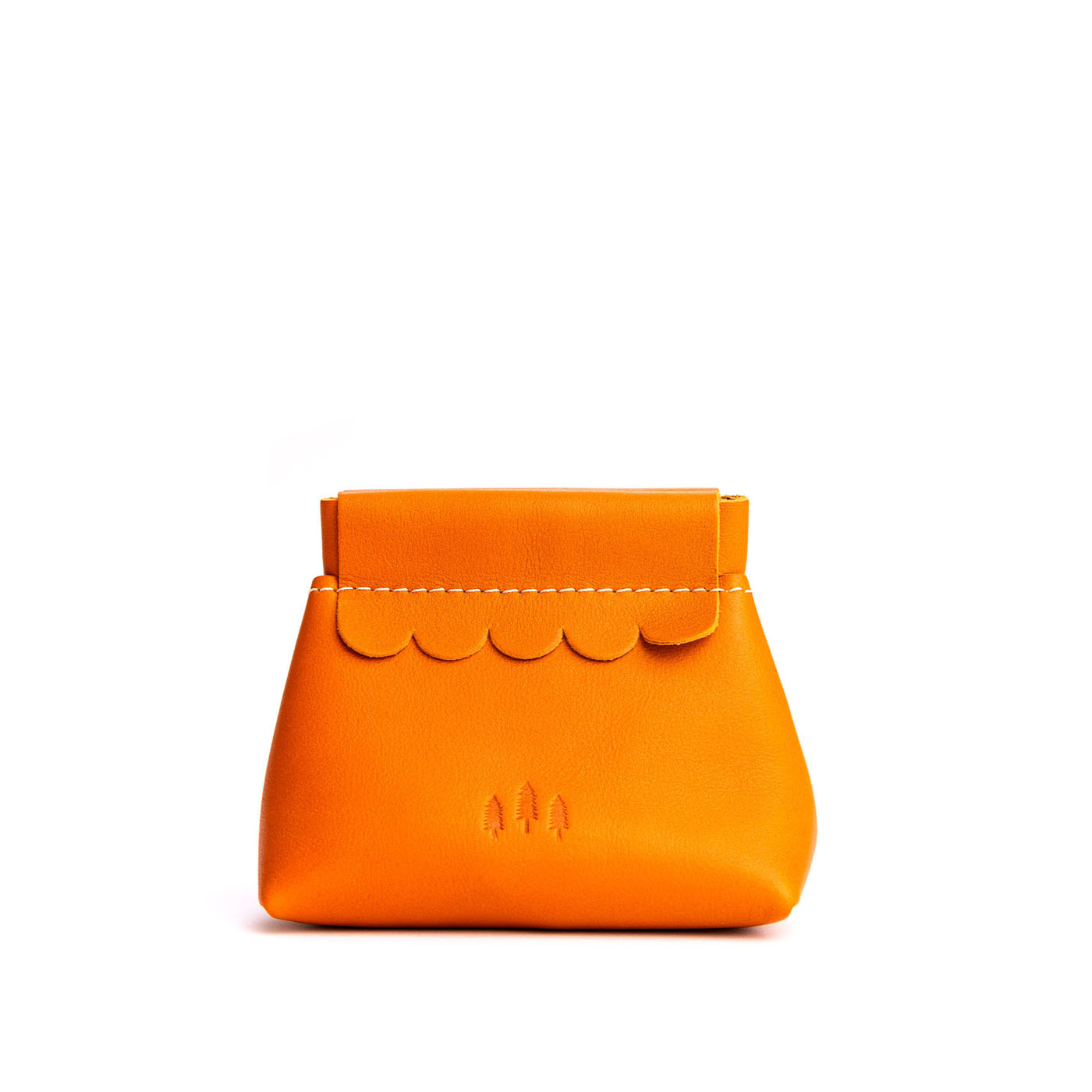 Clementine | Leather coin pouch with scalloped edge and three Portland leather tree emblems
