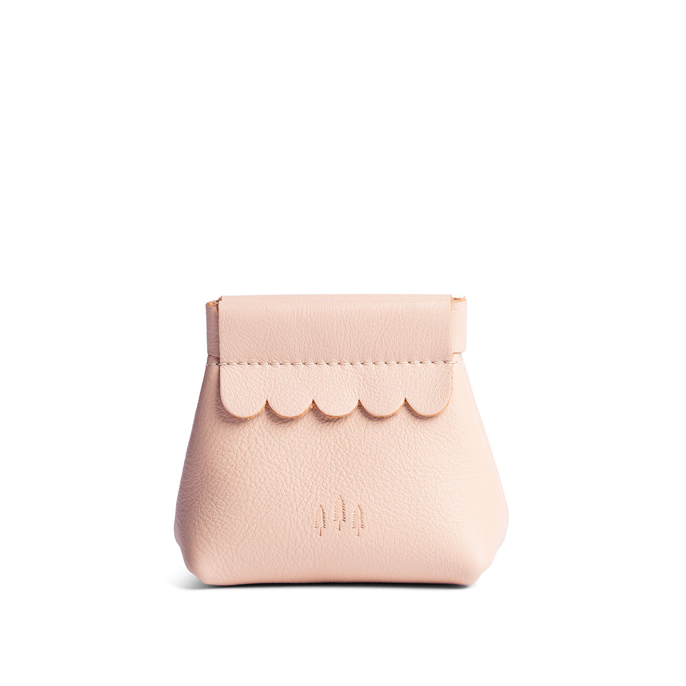 Moonflower | Leather coin pouch with scalloped edge and three Portland leather tree emblems