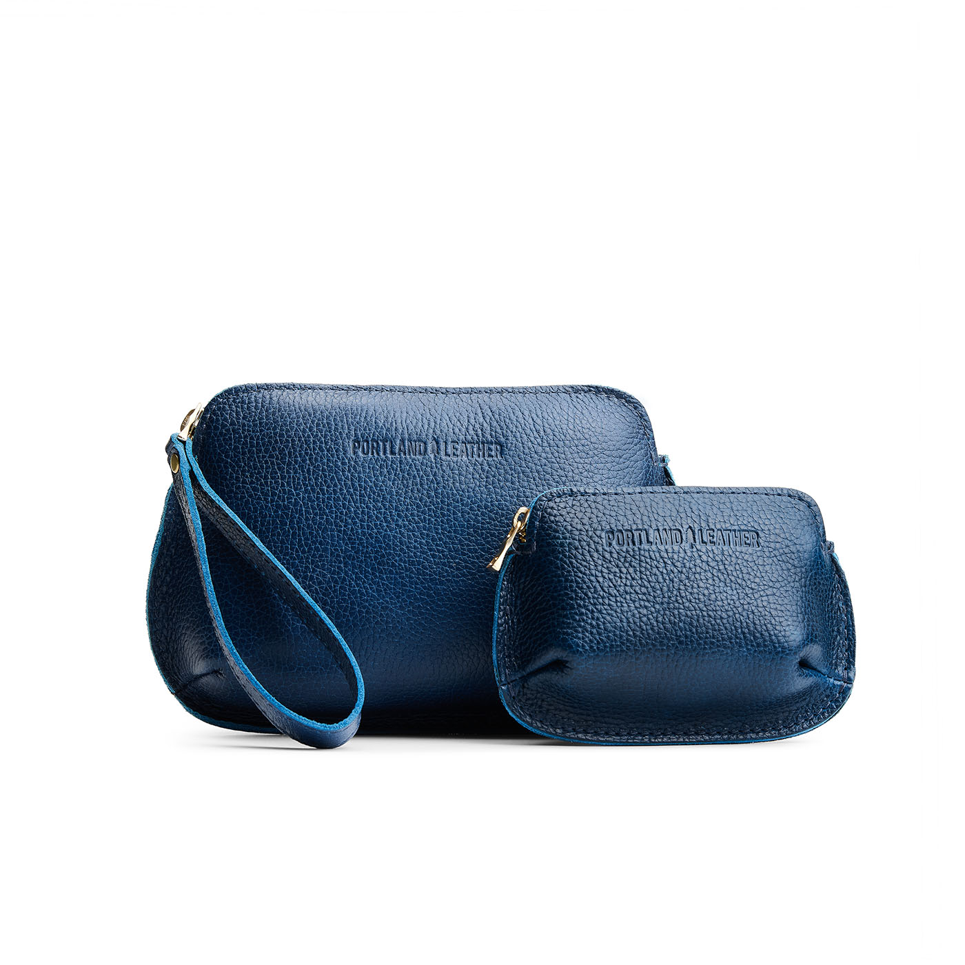 Caspian | Small and large pouch with top zipper and curved edges