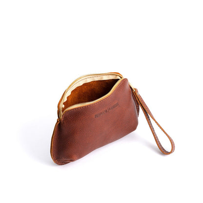 Nutmeg*Large | Large pouch with top zipper and curved edges