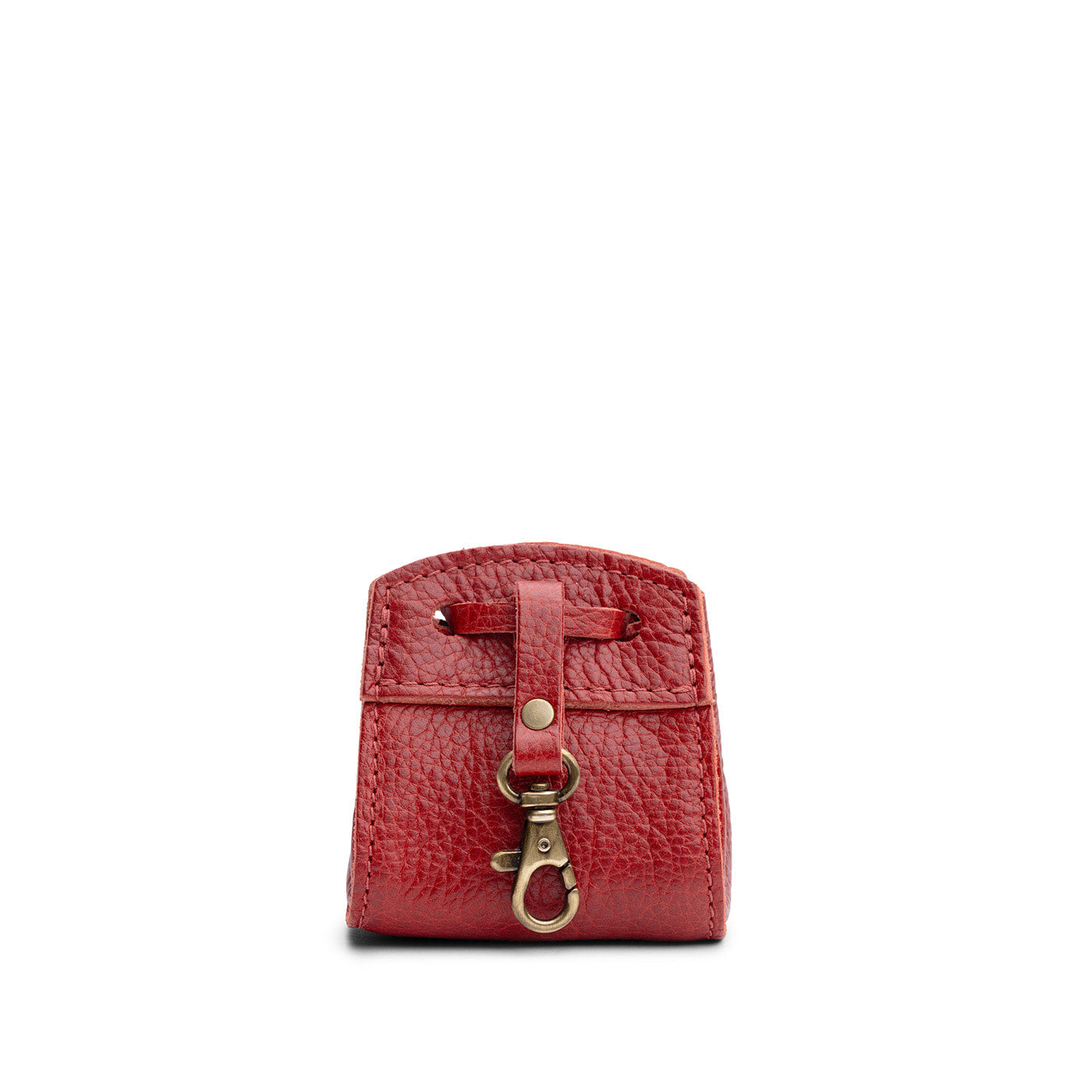 Chili Red | Small leather pouch with leather drawstring closure and lobster claw clasp