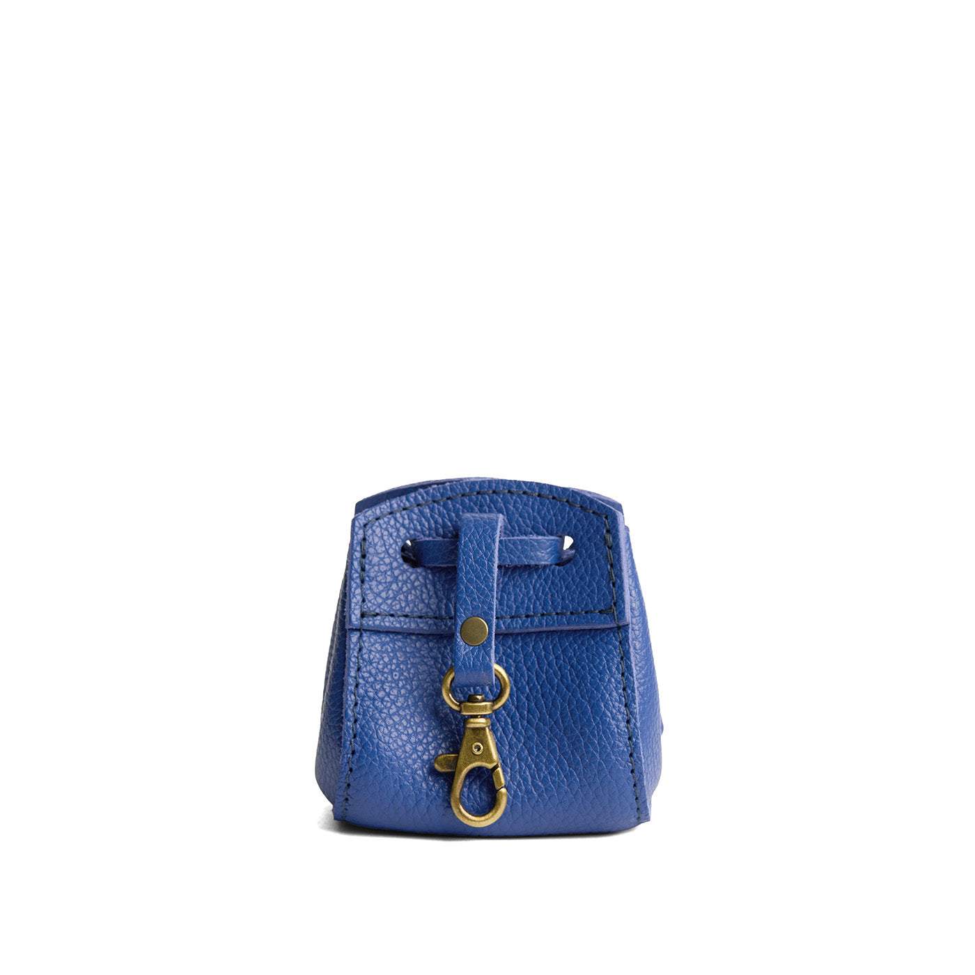 Molino Blue | Small leather pouch with leather drawstring closure and lobster claw clasp