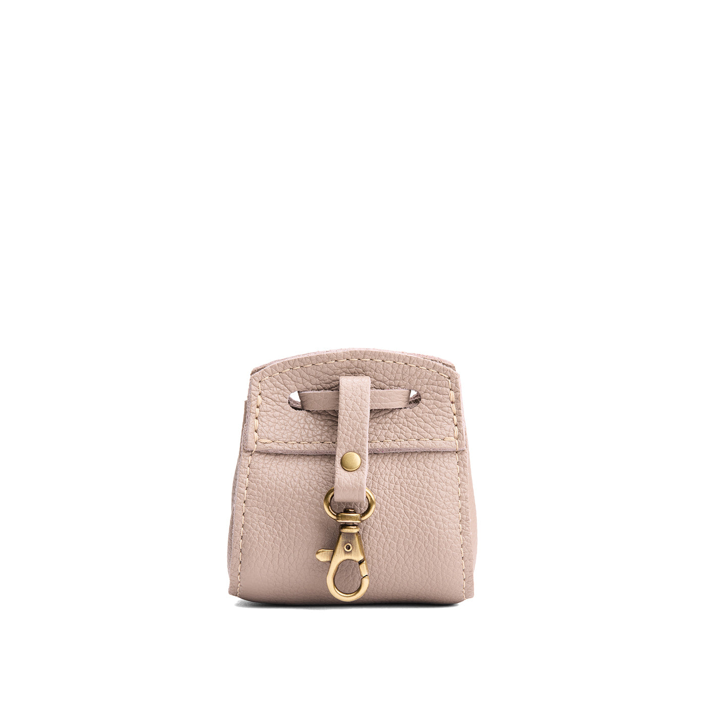Oatmilk | Small leather pouch with leather drawstring closure and lobster claw clasp
