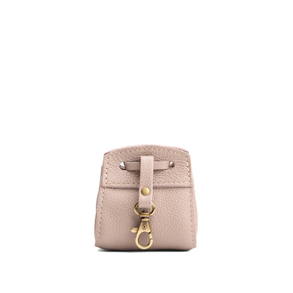 Oatmilk | Small leather pouch with leather drawstring closure and lobster claw clasp