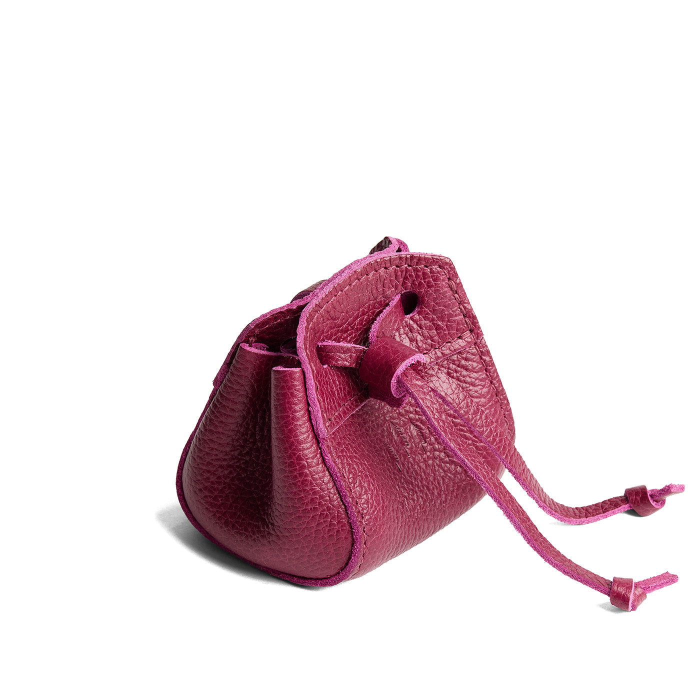 Orchid | Small leather pouch with leather drawstring closure and lobster claw clasp
