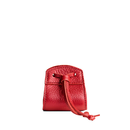 Reba Red | Small leather pouch with leather drawstring closure and lobster claw clasp