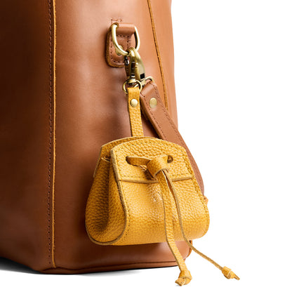 Sunshine | Small leather pouch with leather drawstring closure and lobster claw clasp