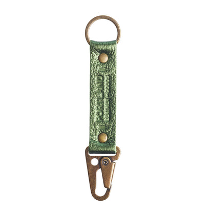Metallic Greench*Long | leather logo branded keychain