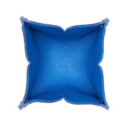 Cobalt | Desert bell-shaped foldable leather tray with snap-button corners