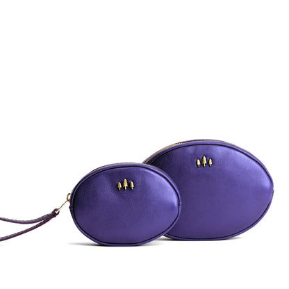 Amethyst | Small and large oval shaped pouches with zipper and wristlet strap